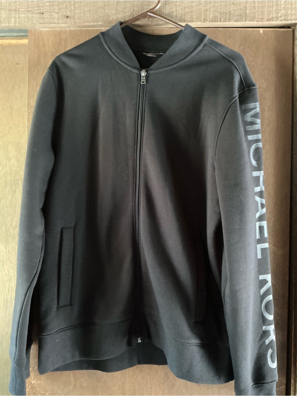 Michael Kors Black Full-Zip Men's Logo Sleeve Jacket